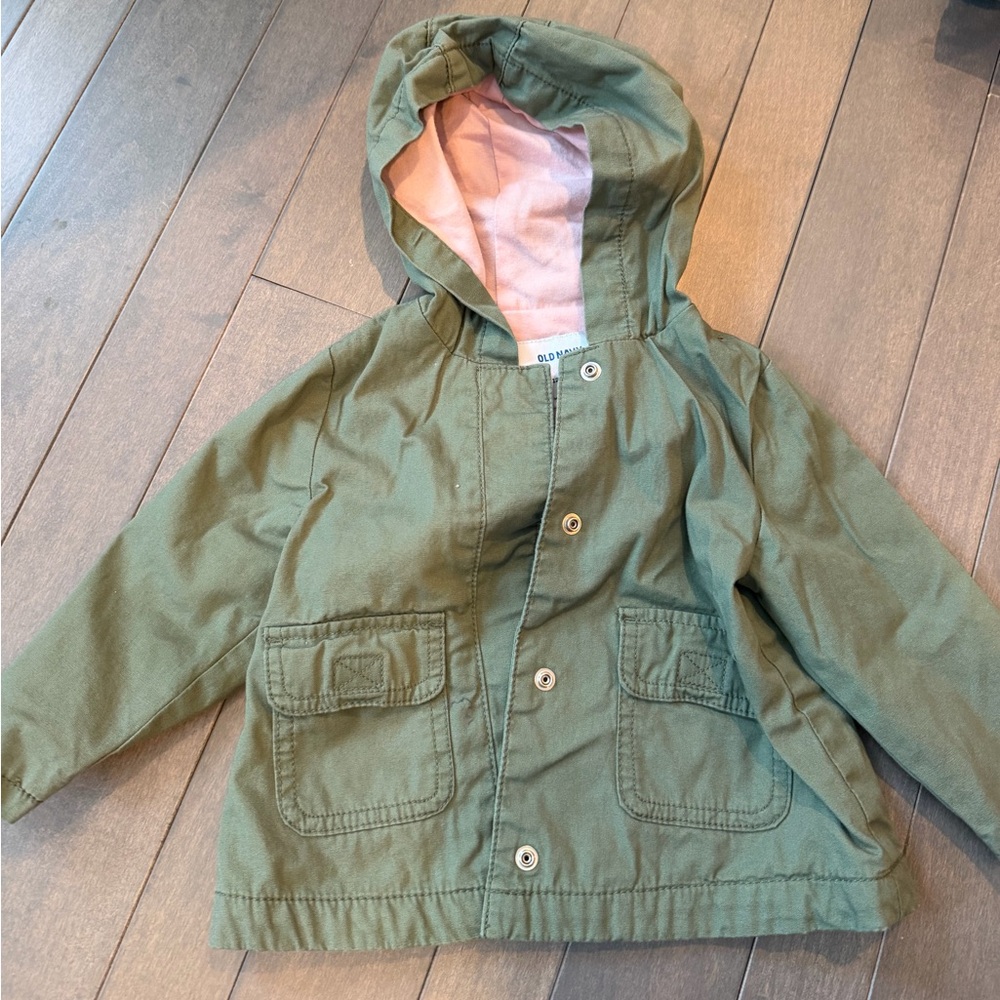 Old Navy Green Kids Coat with Pink Lining